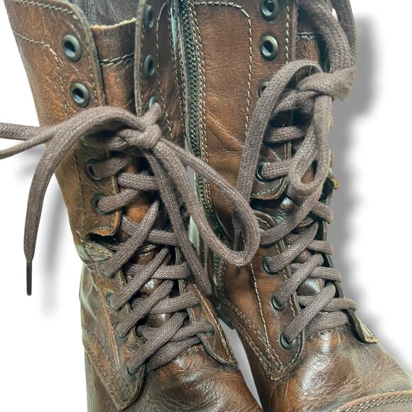Steve Madden Troopa Combat Style Boots Size 7 Brown Lace Up Leather Military - Picture 8 of 12